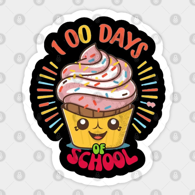 100 Days of School Shirt - Classic 100 Days of School T-Shirt for Teacher or Kids, Happy Cupcake Sticker by RACACH